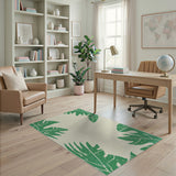 Green Monstera Leaves Corner Area Rug