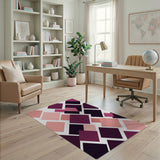 Pink Purple Geometric Diamond Overlap Area Rug