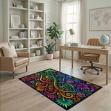 Intertwined Rainbow Floral Swirl Area Rug