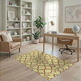 Cream Terracotta Geometric Trellis Area Rug