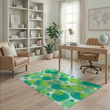 Vibrant Green Overlapping Bubbles Area Rug