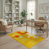 Vibrant Yellow Geometric Abstract Area Rug
