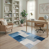 Blue Abstract Color Block Area Rug
