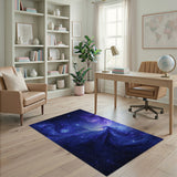 Blue and Teal Cosmic Nebula Vortex Area Rug