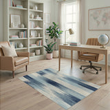 Blue and Teal Blue Teal Distressed Striped Area Rug