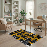 Bold Orange Black Woven Geometric Area Rug