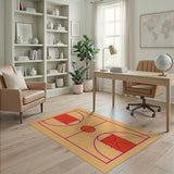 Geometric Basketball Court Area Rug