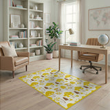 Yellow Whimsical Yellow Mushroom Cartoon Area Rug