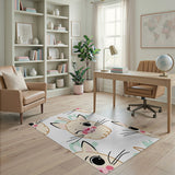 Playful Cartoon Kitty Faces Area Rug