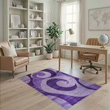Geometric Modern Purple Swirl Geometric Area Rug