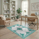 Blue and Teal Ornate Teal Floral Medallion Rug