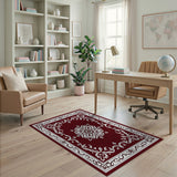 Red Traditional Persian Floral Medallion Rug
