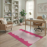 Pink Gingham Scalloped Border Area Rug