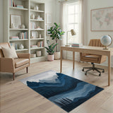 Moonlit Layered Blue Mountains Pines Area Rug