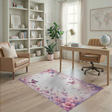 Vintage Pink Floral Butterflies Rug