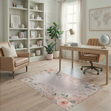 Blush Pink Rose Greenery Floral Rug