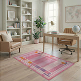 Geometric Modern Multi-color and Patterns Vibrant Pink Geometric Abstract Area Rug
