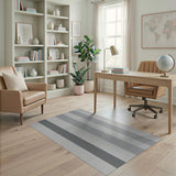 Geometric Modern Grey Vertical Stripe Textured Area Rug