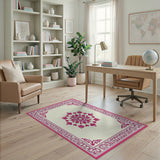 Traditional Persian Pink Ornate Pink Mandala Persian Area Rug