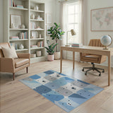 Adorable Blue Polar Bear Kids Cartoon Rug