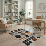 Geometric Modern Orange Black Beige Area Rug