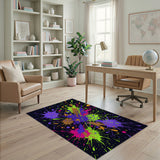 Neon Paint Splatter Area Rug