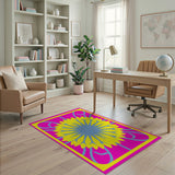 Vibrant Yellow Sunflower Pink Area Rug
