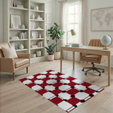 Bold Red Geometric Grid Geometric Modern Area Rug