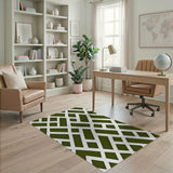 Green Lattice Geometric Area Rug