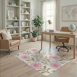 Floral Vintage Pink Blush Pink Rose Floral Area Rug