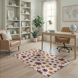 Orange Autumn Maple Leaves Pattern Area Rug