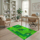 Playful Green Crocodile Swamp Area Rug