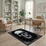 Black and White Ornate Gothic Skull Area Rug