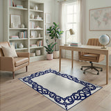 Navy Celtic Knot Border Area Rug