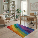 Diagonal Rainbow Stripe Tufted Area Rug