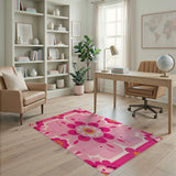 Vibrant Pink Floral Medallion Rug