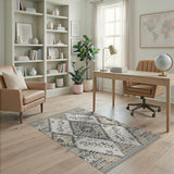 Geometric Beige and Neutral Beige Heritage Tribal Geometric Area Rug