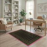 Gold Heritage Tribal Pattern Black Area Rug