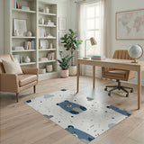 Cute Blue Bear Cloud Nursery Rug