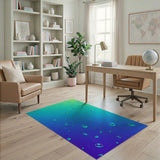Teal Blue Water Droplets Abstract Area Rug