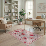 Pink Poppy Floral Vintage Area Rug