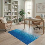 Blue Ombre Vertical Stripe Area Rug