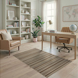 Rustic Farmhouse Brown and Tan Brown Tan Striped Woven Area Rug