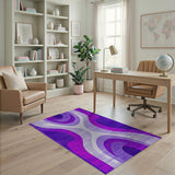 Geometric Modern Purple Abstract Wave Area Rug