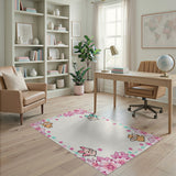 Cute Pink Cherry Blossom Kitty Kids Rug
