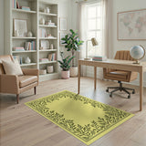 Vintage Green Leaf Border Area Rug