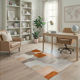 Warm Neutral Abstract Shapes Area Rug