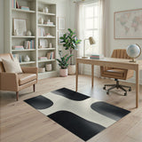 Black White Halftone Abstract Area Rug