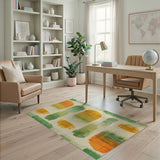 Abstract Orange Green Brush Stroke Area Rug