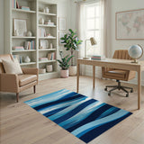 Layered Blue Ocean Waves Area Rug